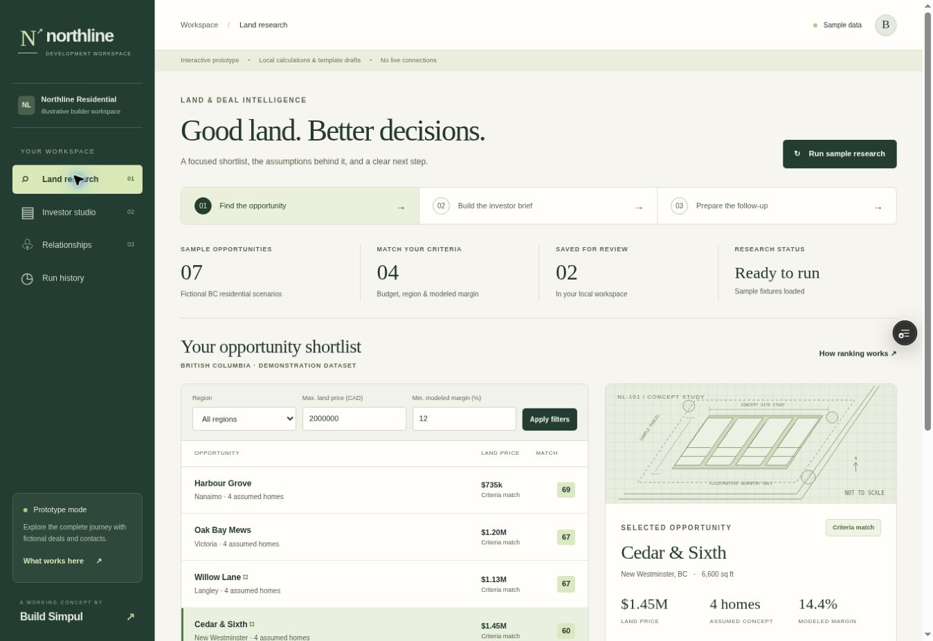 Northline real estate workflow prototype using fictional deals